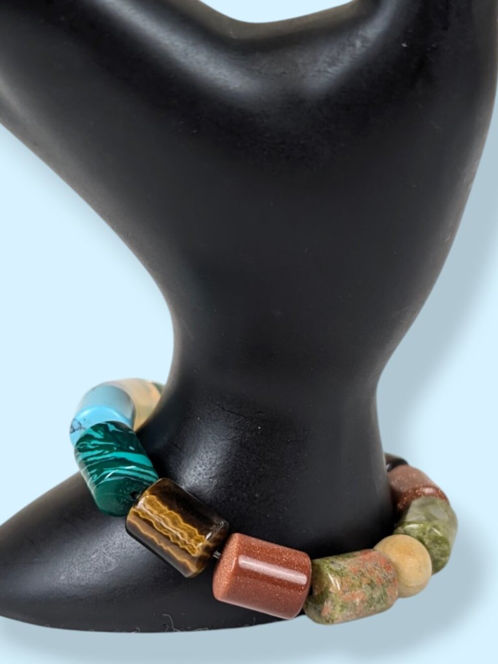 Bohemian Multi-Stone Cylindrical Stretch Bracelet